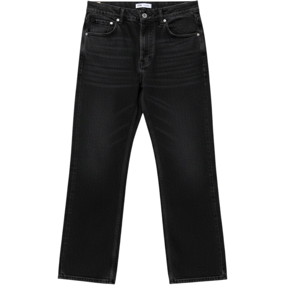 Zara Women High Rise Straight Leg Jeans Washed Black Denim‎ Size 12 30 Waist